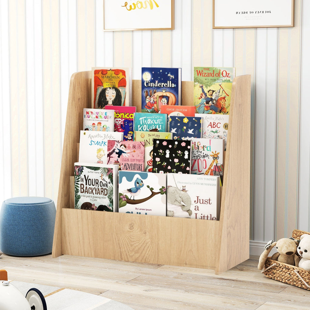 4-Tier Kids Bookshelf with Deep Compartments for Bedroom
