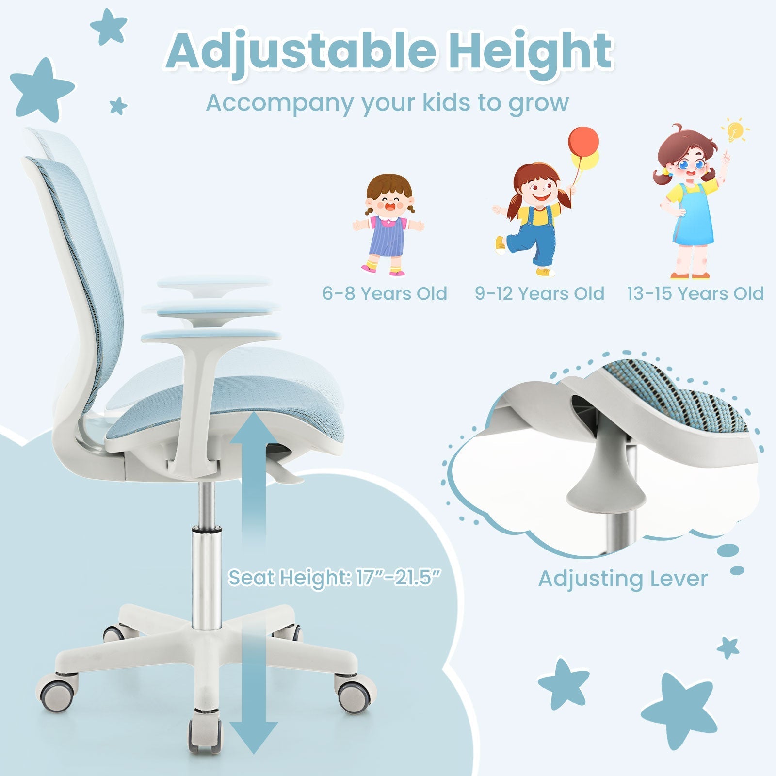 Swivel Mesh Children Computer Chair with Adjustable Height