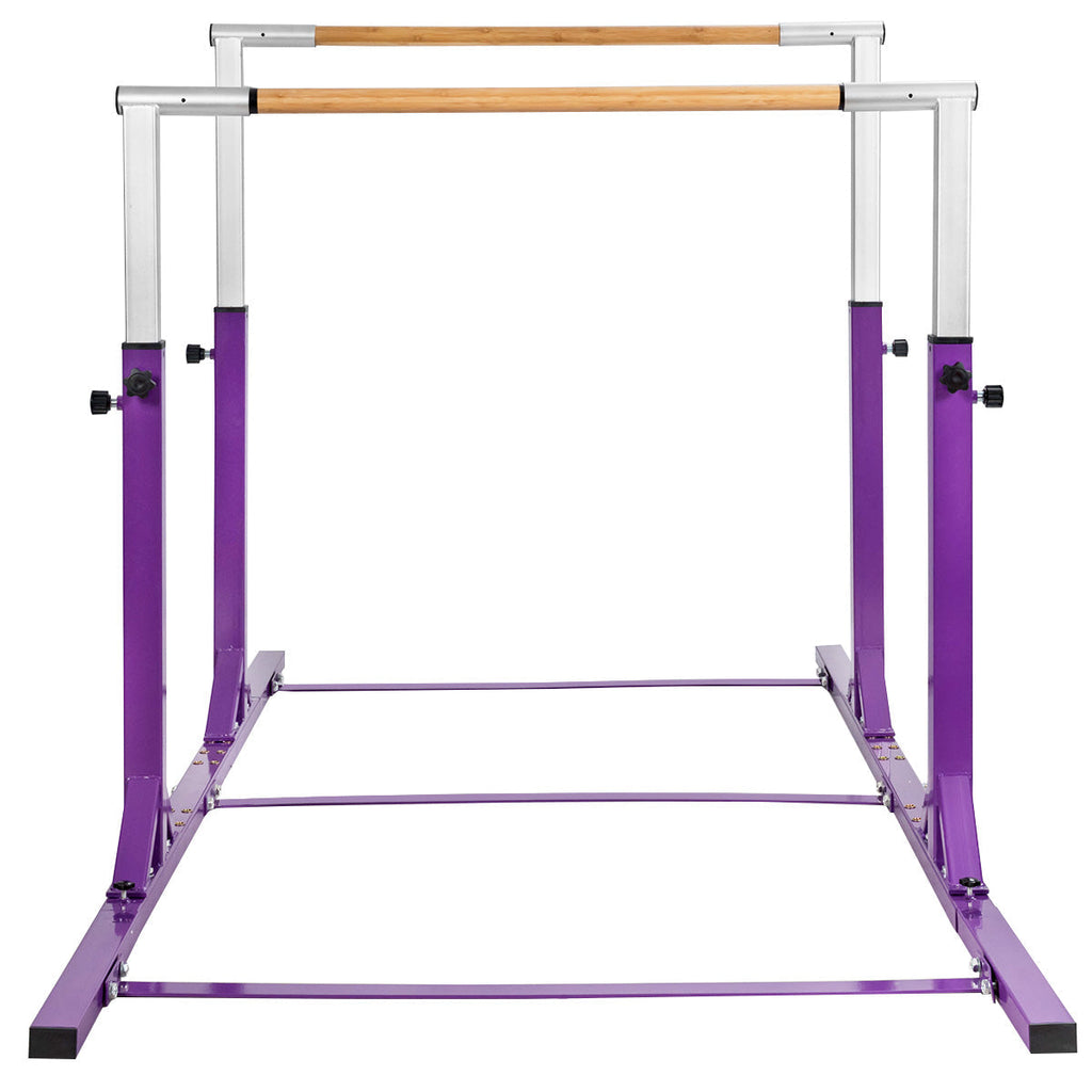 Kids Double Horizontal Bars Gymnastic Training Parallel Bars Adjustable-Purple