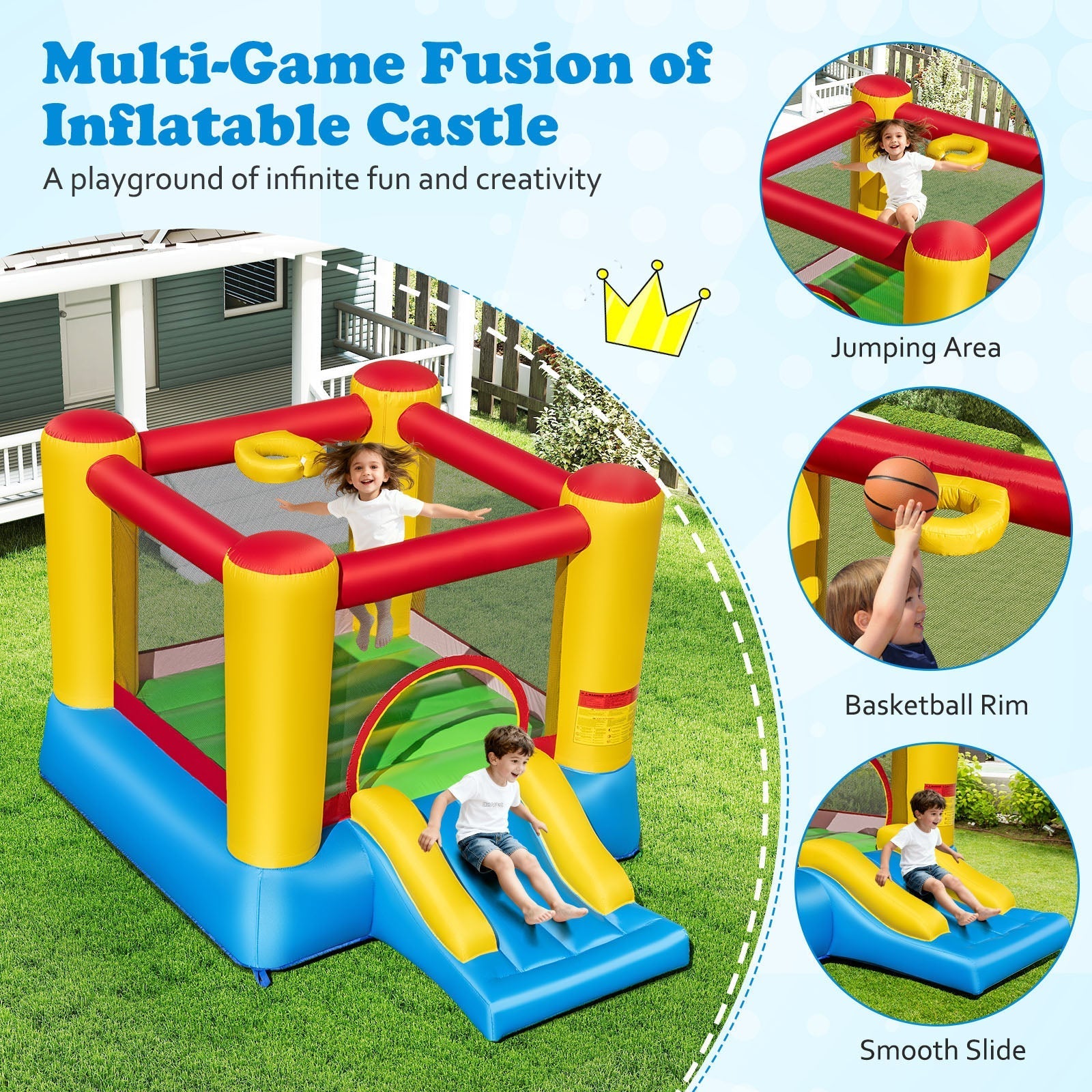 Kids Inflatable Jumping Bounce House without Blower