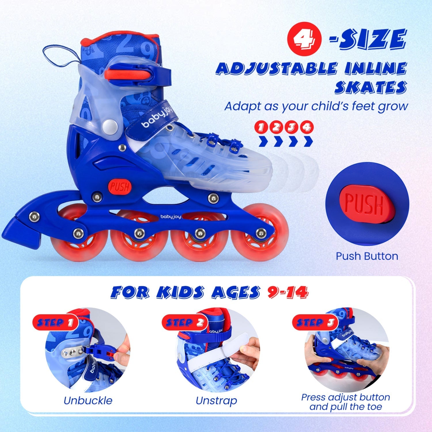 Kids Inline Skates with Light Up Wheels for Beginners Ages 9-14