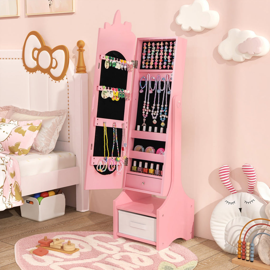 Kids Jewelry Armoire Cabinet with Storage and 2 Tilt Angles