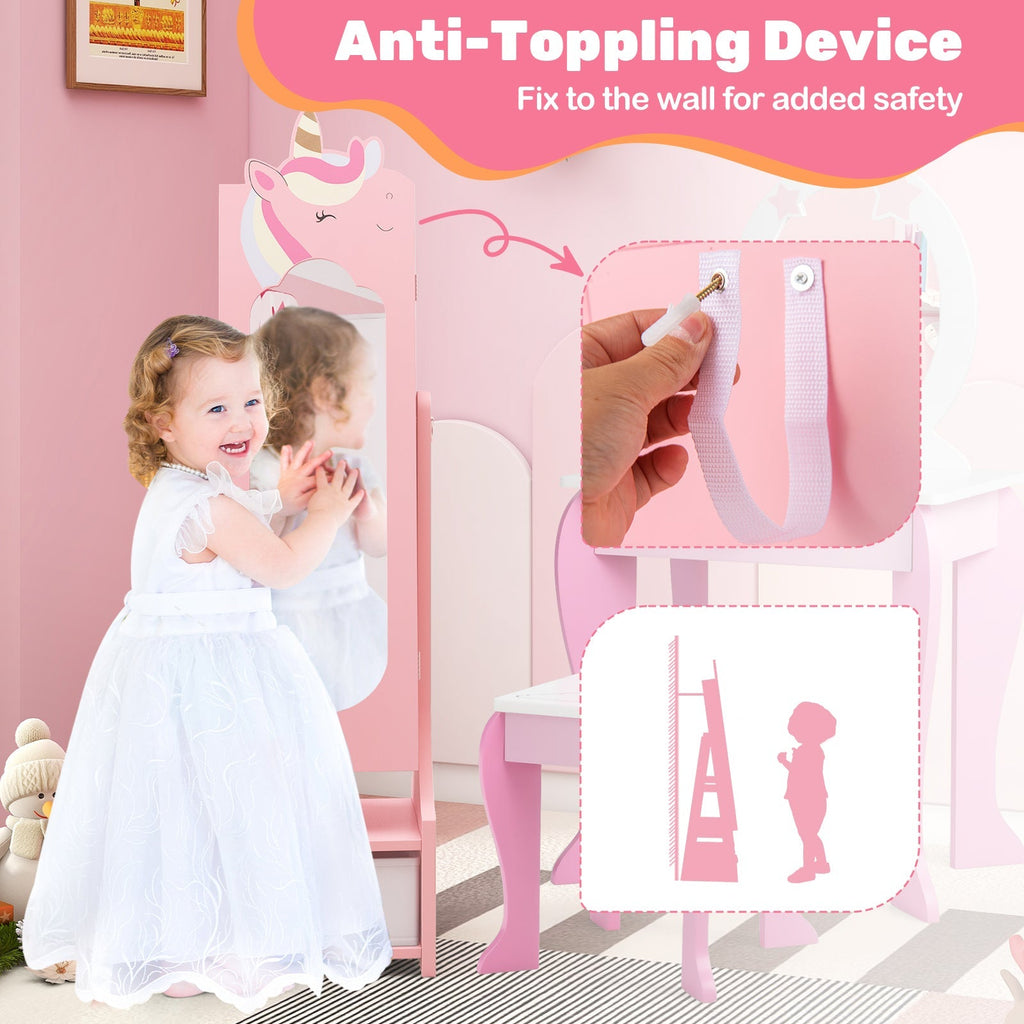 Kids Jewelry Armoire Cabinet with Storage and 2 Tilt Angles