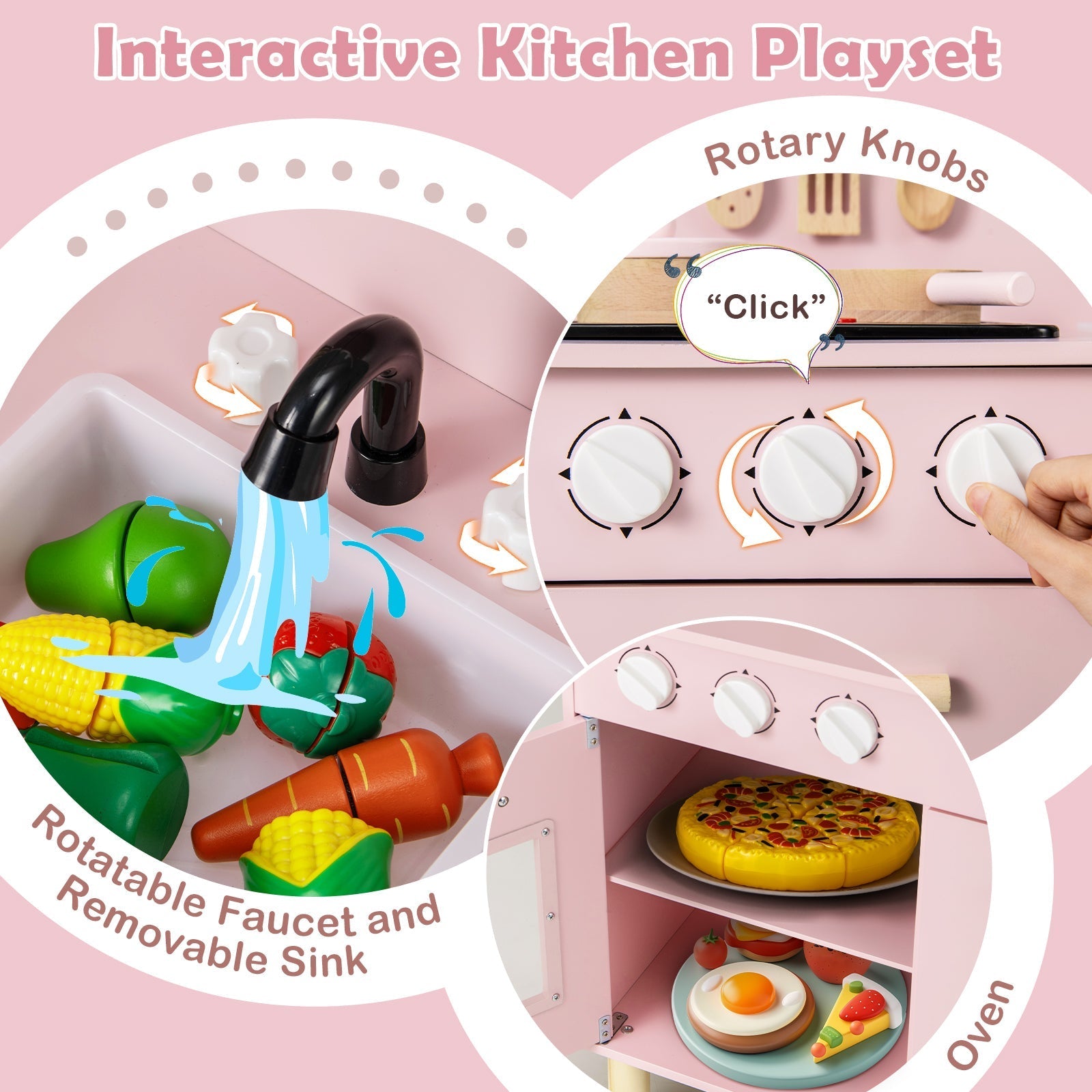 Kids Kitchen Playset with Cooking Accessories and Storage