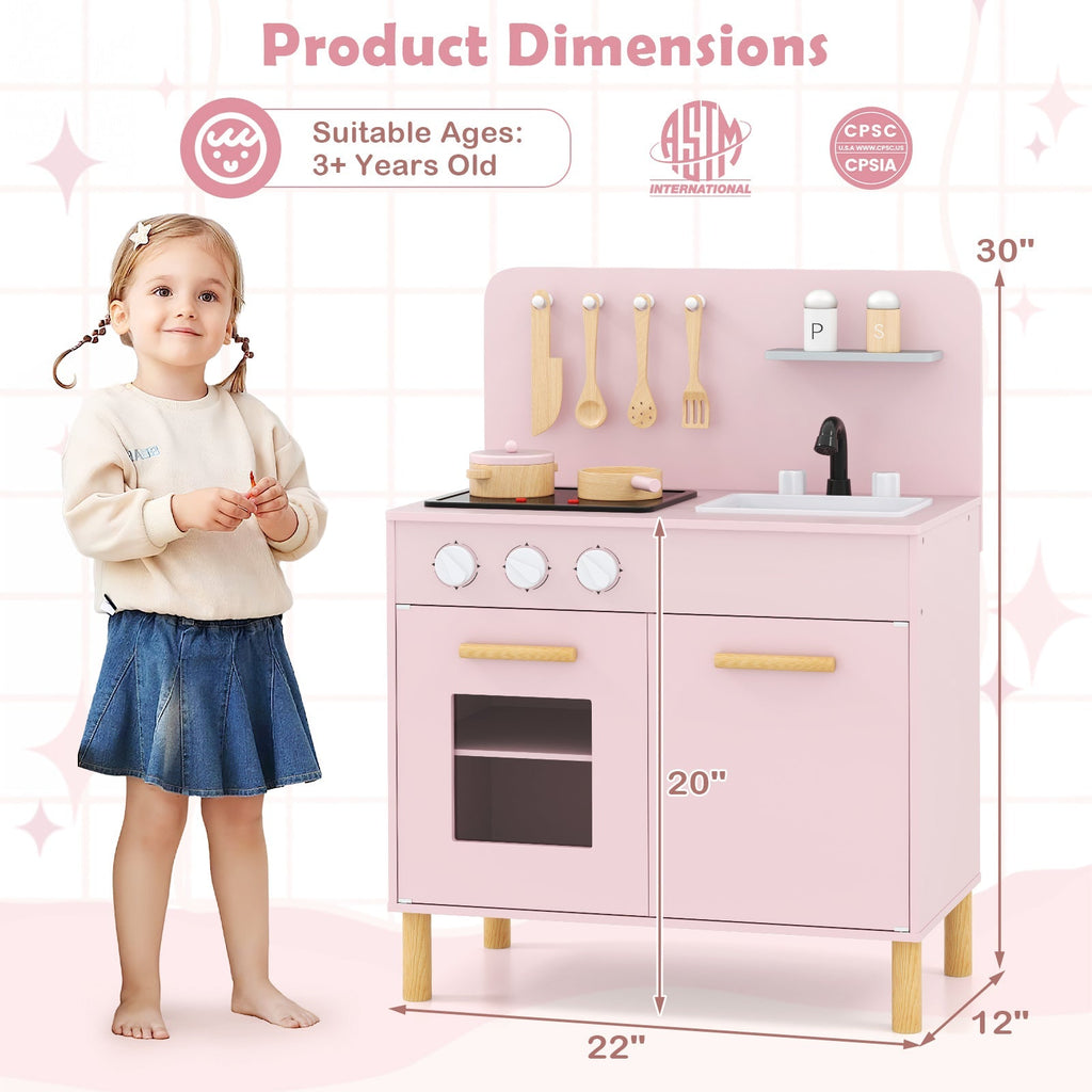 Kids Kitchen Playset with Cooking Accessories and Storage