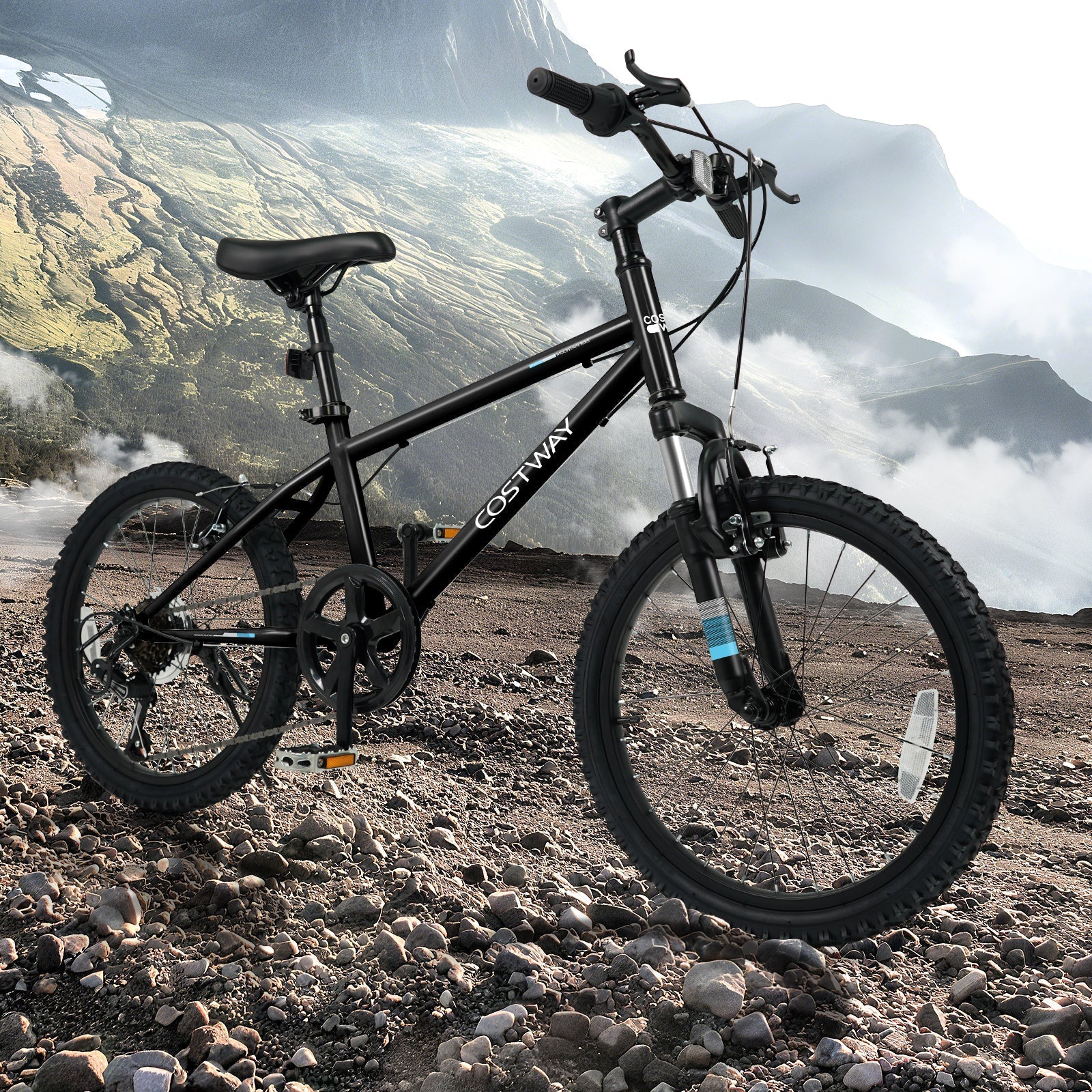 Kids Mountain Bike 20 24 Inch Child Bicycle for Boys Girls Aged 8+ Years Old Black