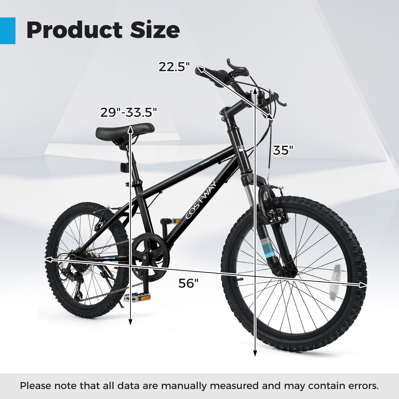 Kids Mountain Bike 20 24 Inch Child Bicycle for Boys Girls Aged 8+ Years Old Black