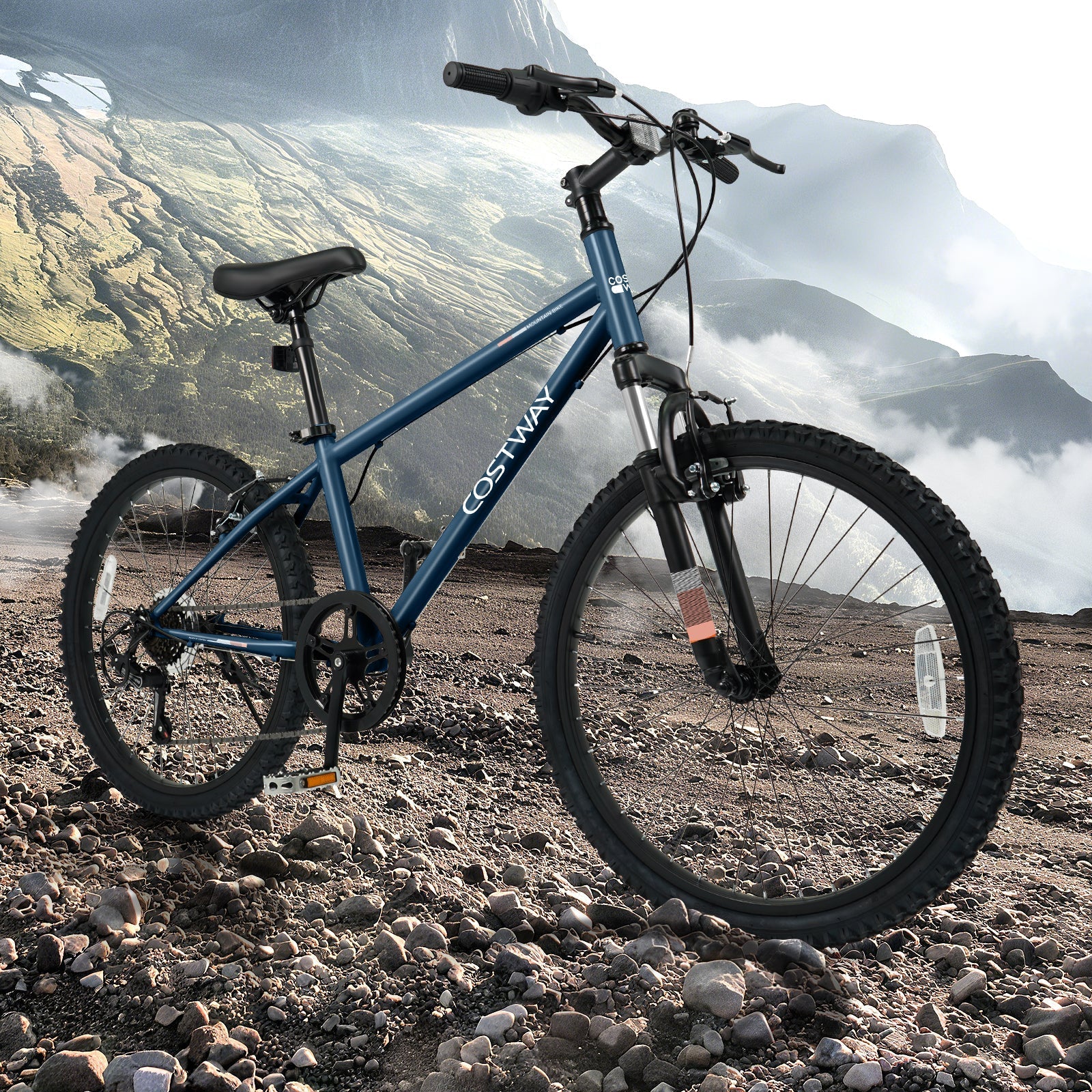 Kids Mountain Bike 20 24 Inch Child Bicycle for Boys Girls Aged 8+ Years Old Navy