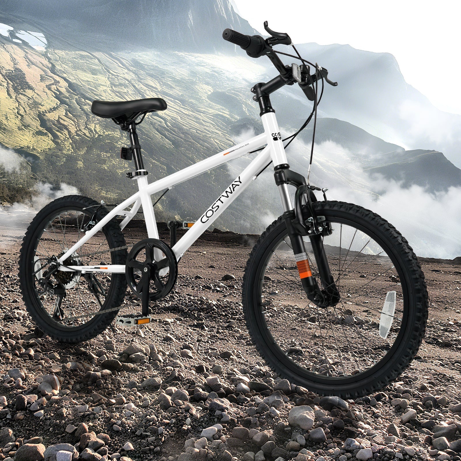 Kids Mountain Bike 20 24 Inch Child Bicycle for Boys Girls Aged 8+ Years Old White