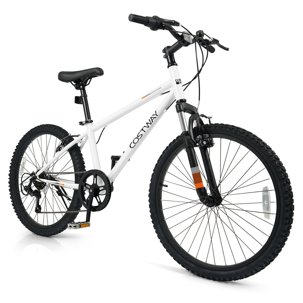 Kids Mountain Bike 20 24 Inch Child Bicycle for Boys Girls Aged 8+ Years Old White