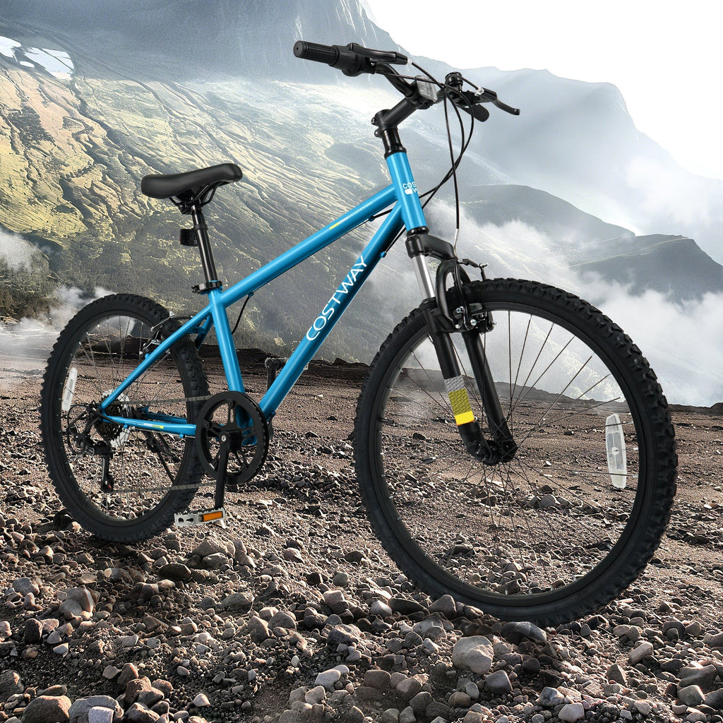Kids Mountain Bike 20 24 Inch Child Bicycle for Boys Girls Aged 8+ Years Old Blue