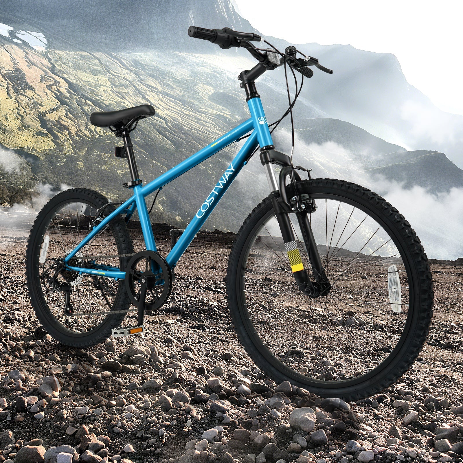 Kids Mountain Bike 20 24 Inch Child Bicycle for Boys Girls Aged 8+ Years Old Blue