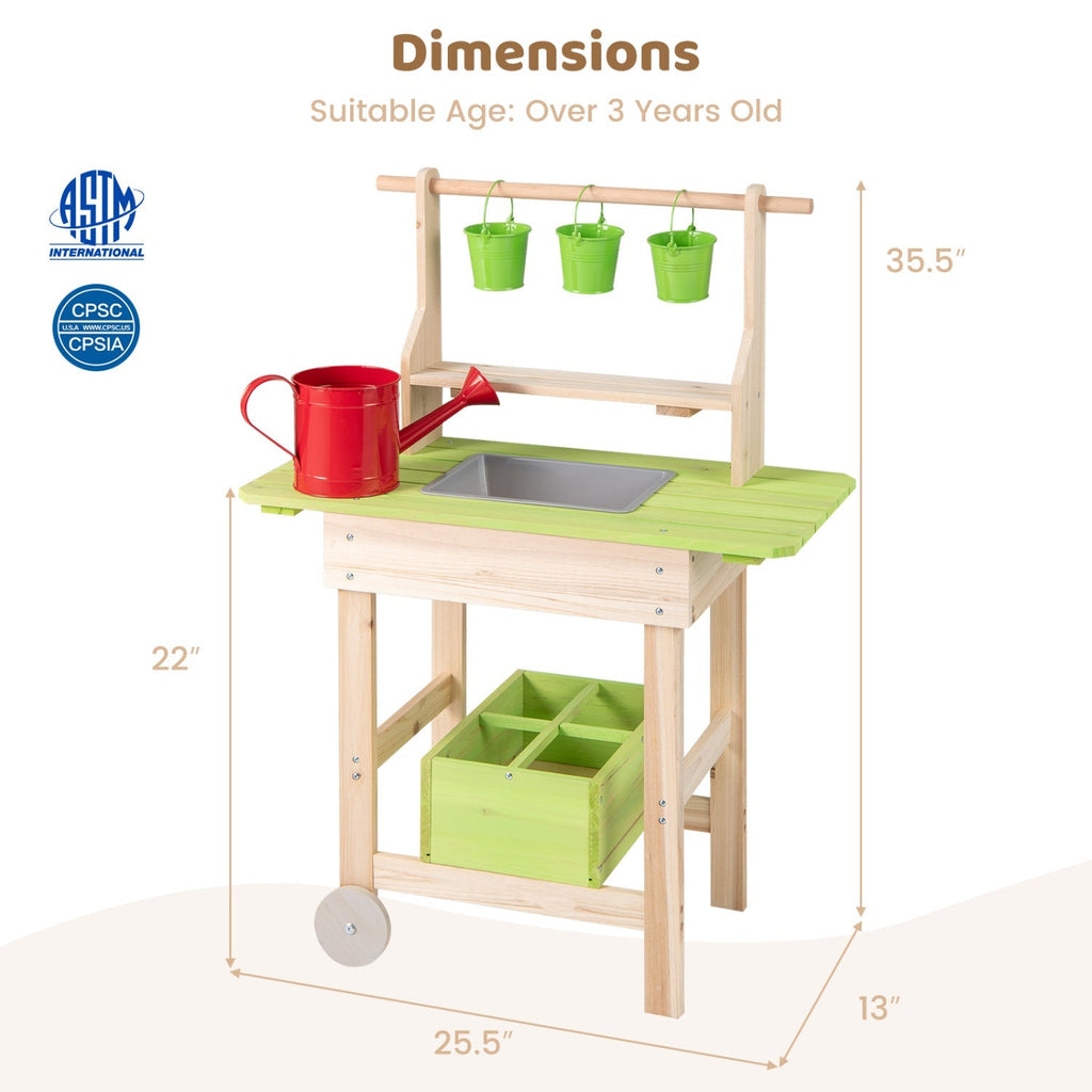 Kids Mud Kitchen with Removable Pots and Planting Trough