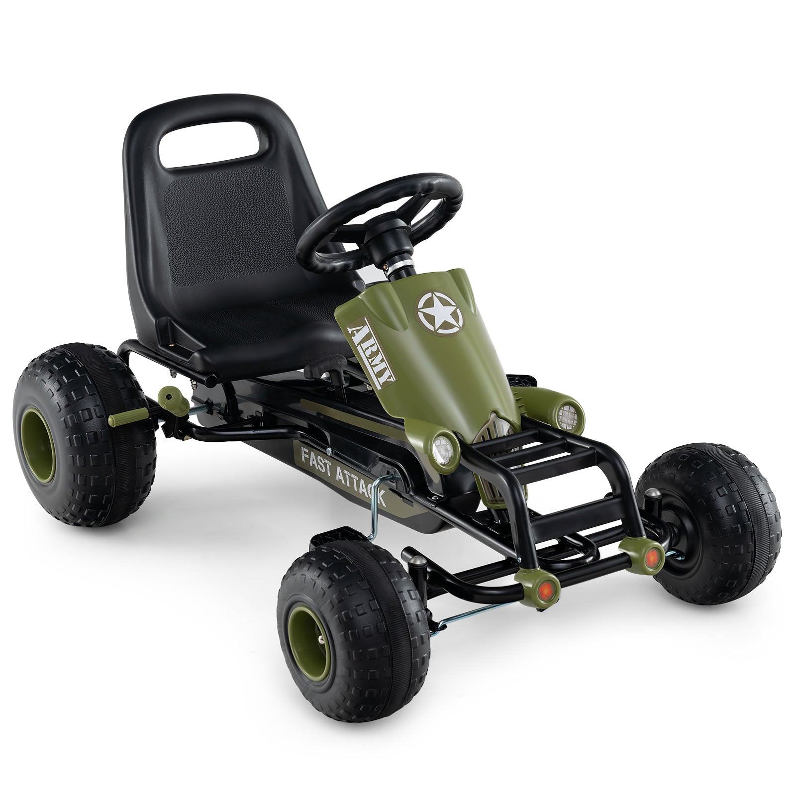 Kids Pedal Go Kart with Steering Wheel and Gear Shifter and Handbrake