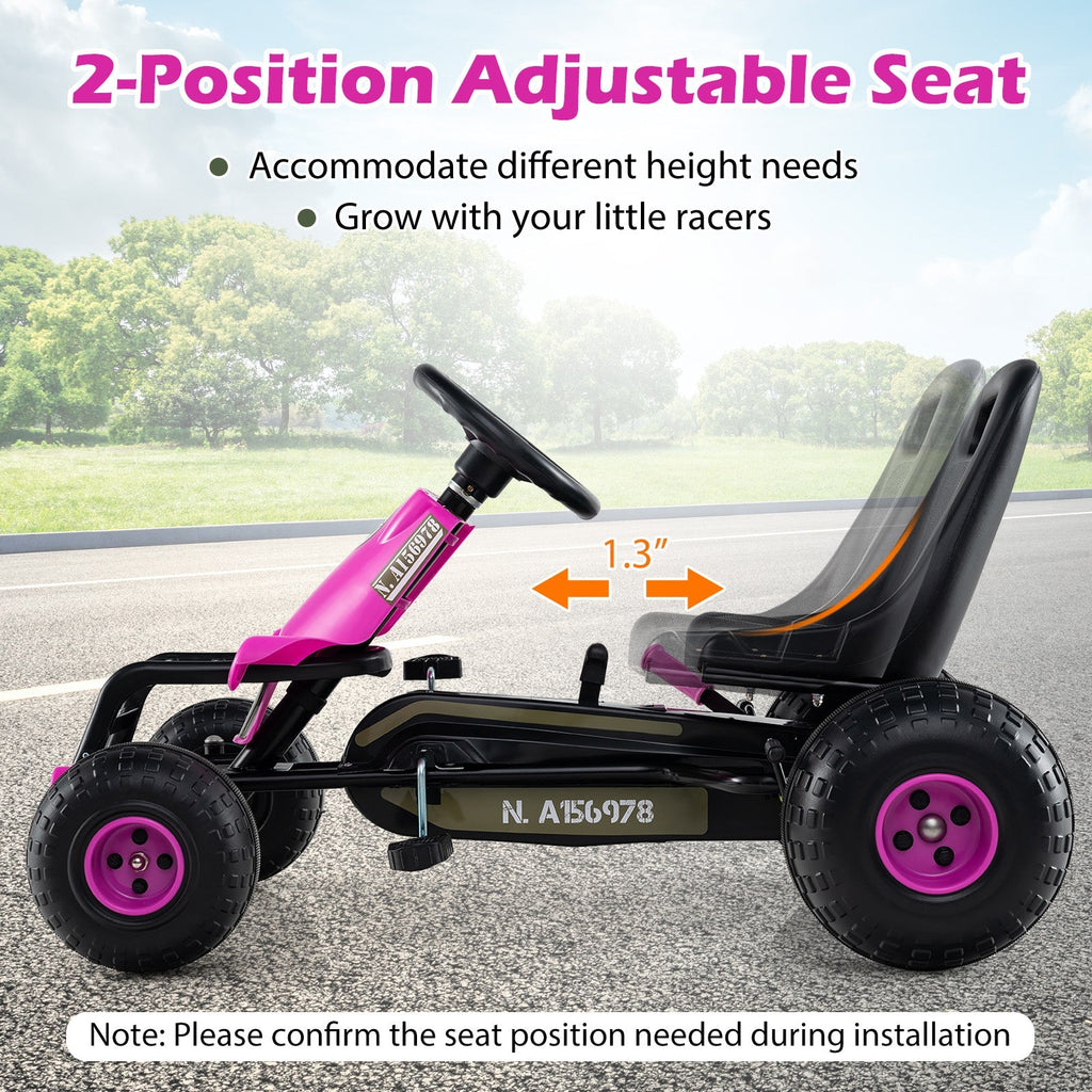 Kids Pedal Go Kart with Steering Wheel and Gear Shifter and Handbrake