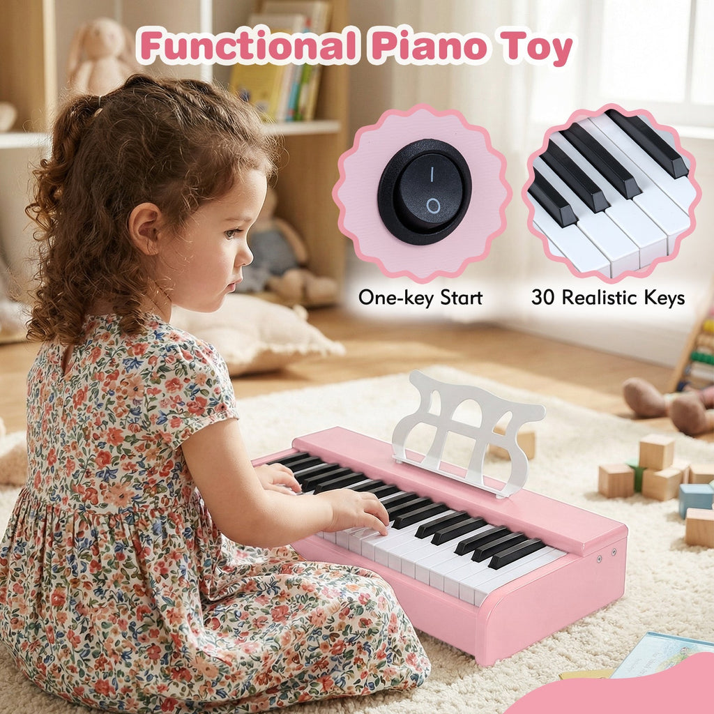 Kids Piano Keyboard 30 Keys Digital Piano with Music Stand for 3+ Years Old Beginners