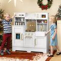 Kids Play Kitchen with Stoves and Faucet for Girls Boys Aged 3-6