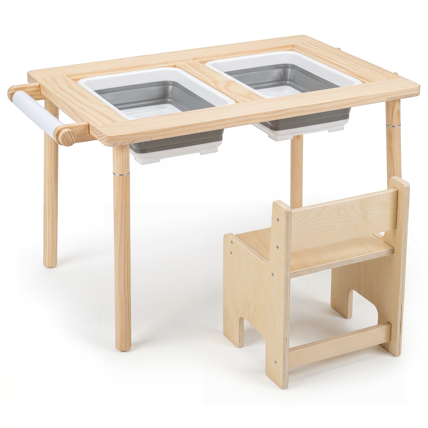 Kids Sensory Table Set with Adjustable Height and 2 Chairs