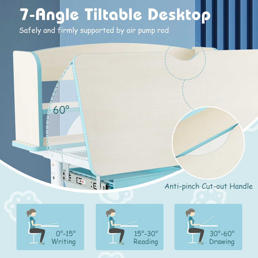 Height Adjustable Kids Study Desk with Tilt Desktop