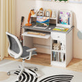 Kids Study Desk with Hutch, Drawer & Shelves