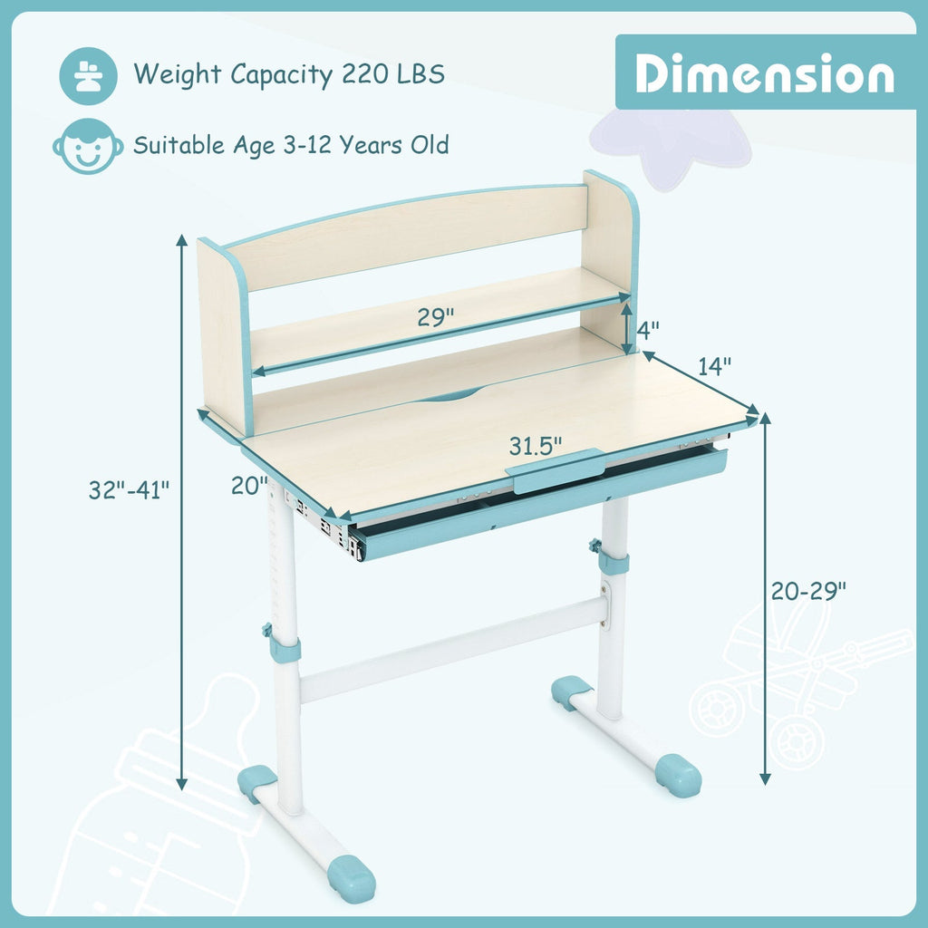 Height Adjustable Kids Study Desk with Tilt Desktop
