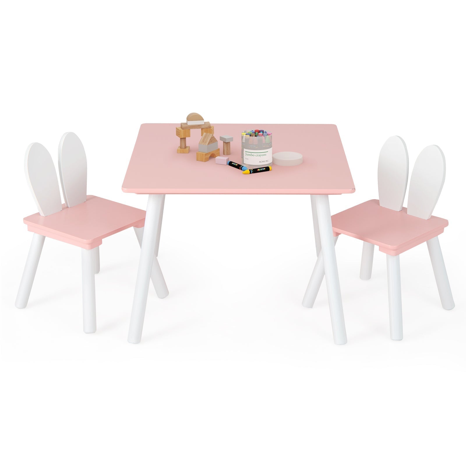 3 Pieces Kids Table and Chairs Set for Arts Crafts Snack Time