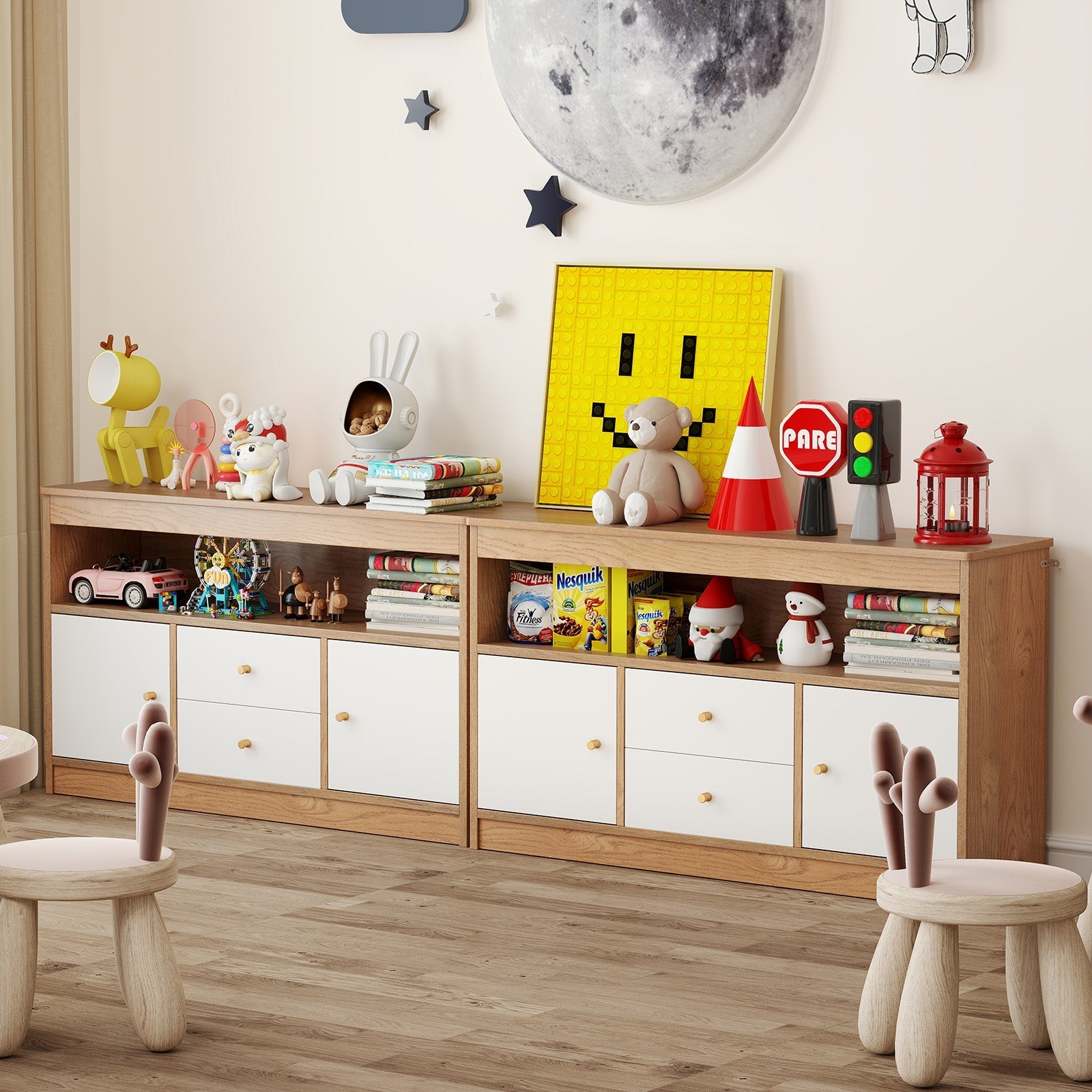 Kids Toy Storage Organizer with Open Shelf and 2 Drawers for Playroom
