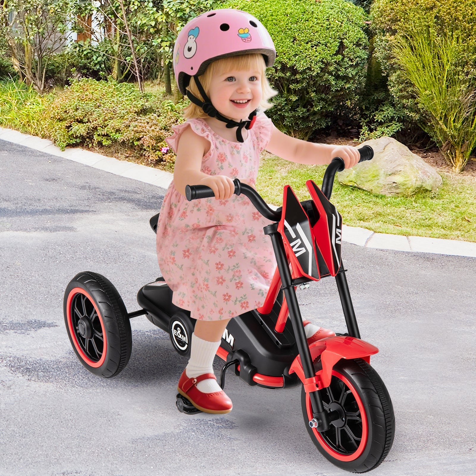 Kids Tricycle 3-Wheel Toddler Bike with Foot Pedals Forward Backward