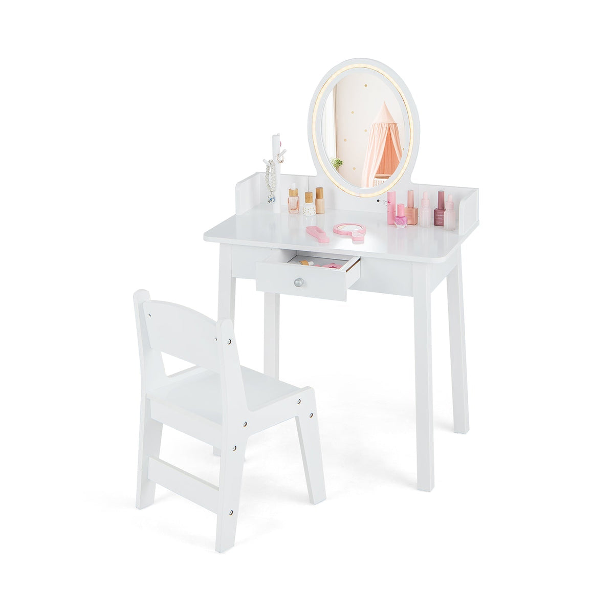 Kids Vanity Set with Lighted Mirror