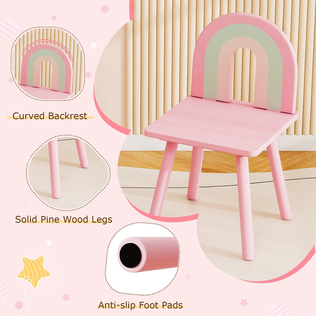 Kids Vanity Table and Chair Set with Cloud-shaped Mirror and Open Shelf