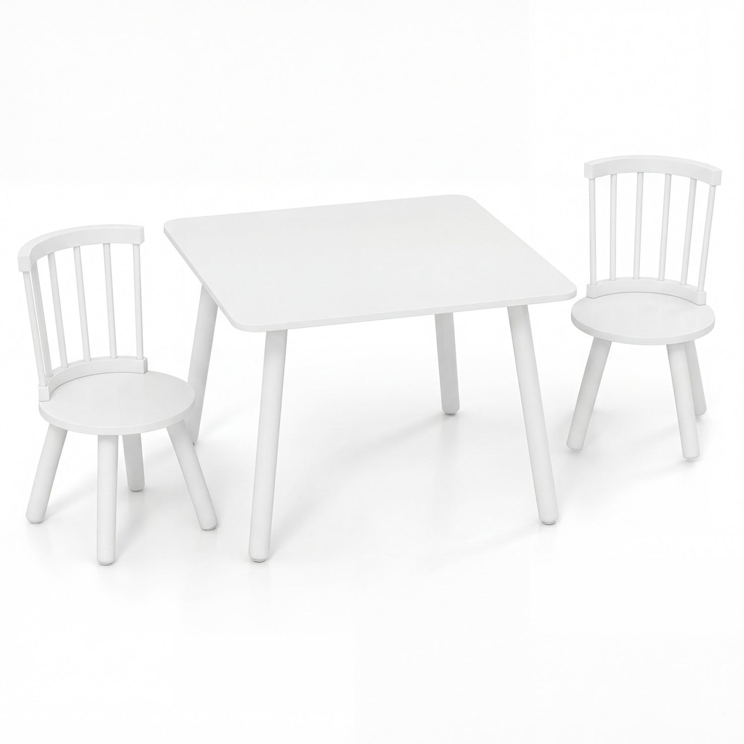 Kids Wooden Table and Chairs Set 3-Piece Toddler Furniture with Pine Wood Frame