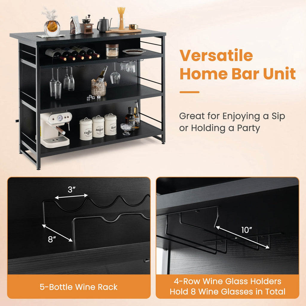 Kitchen Island with 4-Tier Storage Shelf and Long Footrest for Home