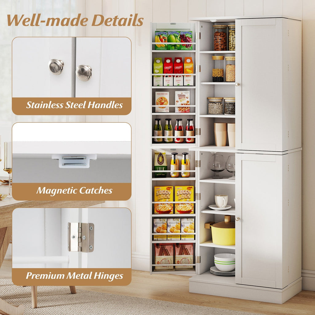 Kitchen Pantry Cabinet 65.5 Inch Freestanding Tall Buffet Cupboard