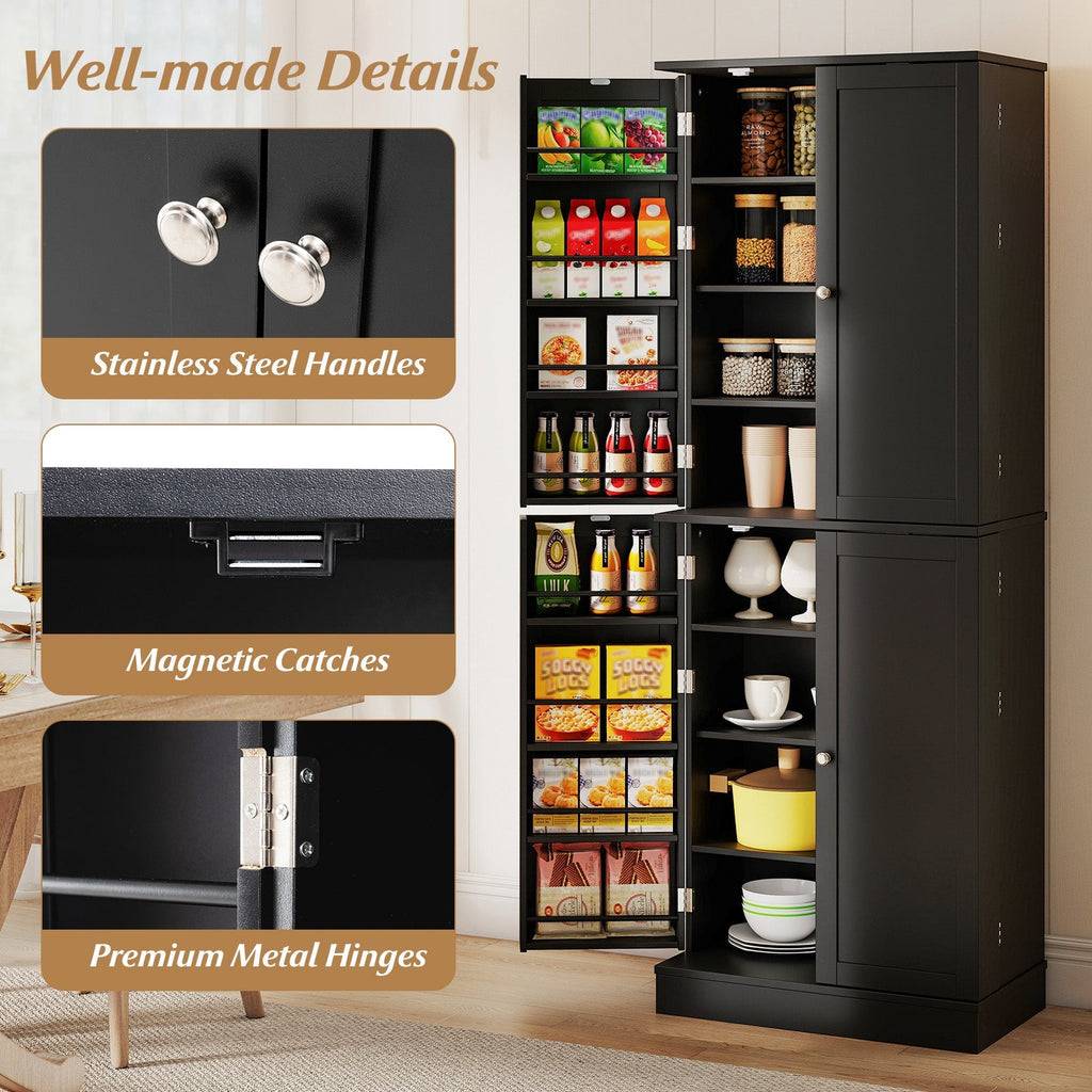 Kitchen Pantry Cabinet 65.5 Inch Freestanding Tall Buffet Cupboard