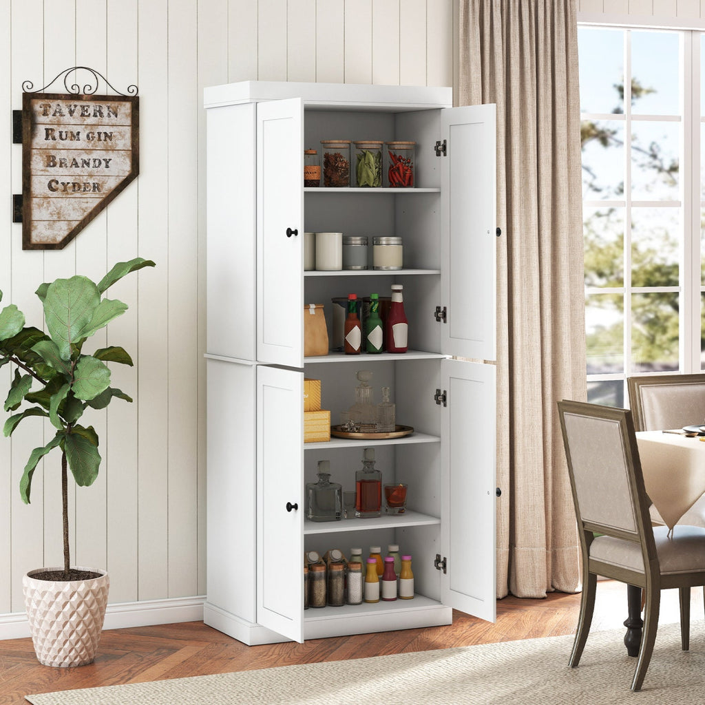 Kitchen Pantry Cabinet with 2 Adjustable Shelves and Anti-Tipping Kits for Living Room
