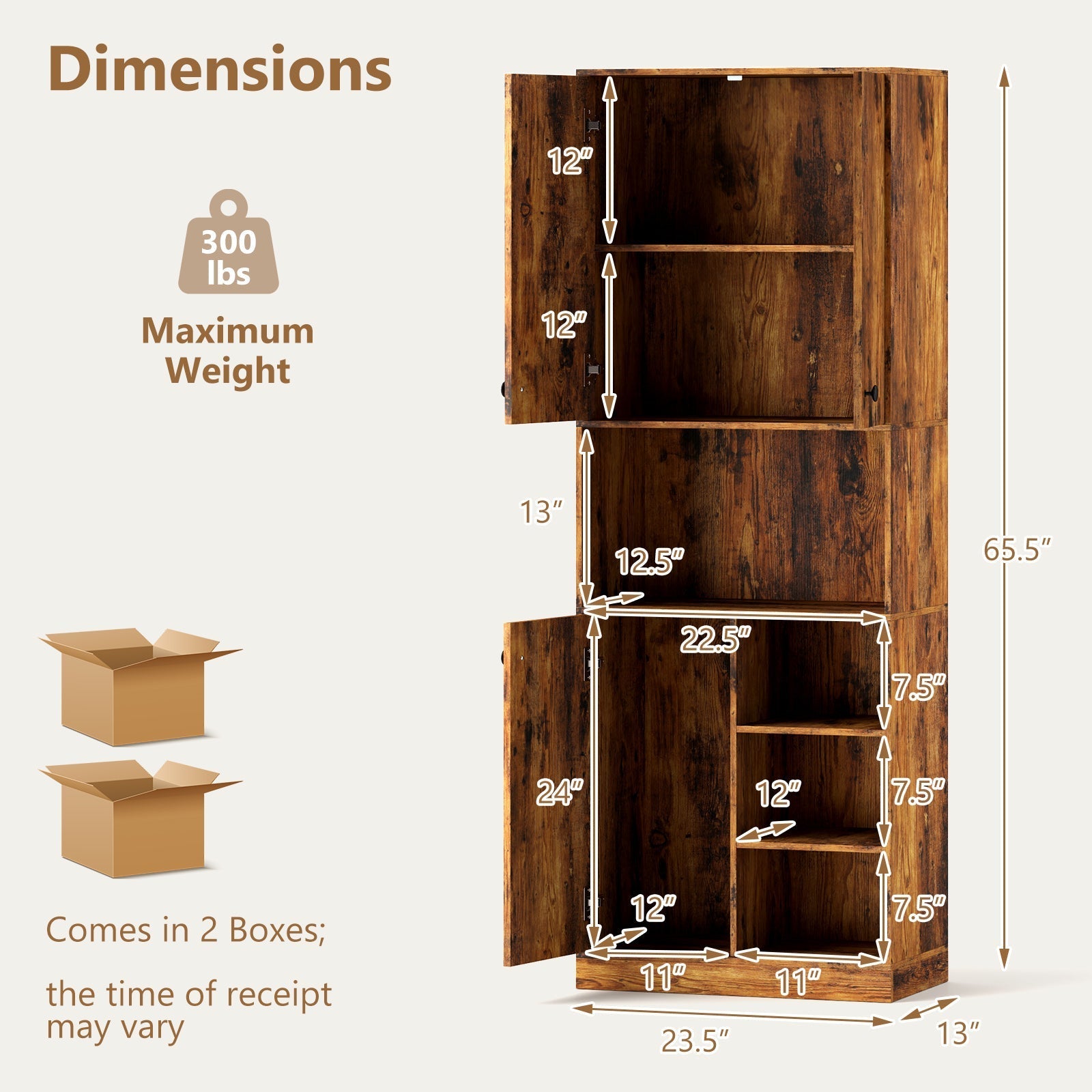 Kitchen Pantry Storage Cabinet with Microwave Stand and Open Shelves