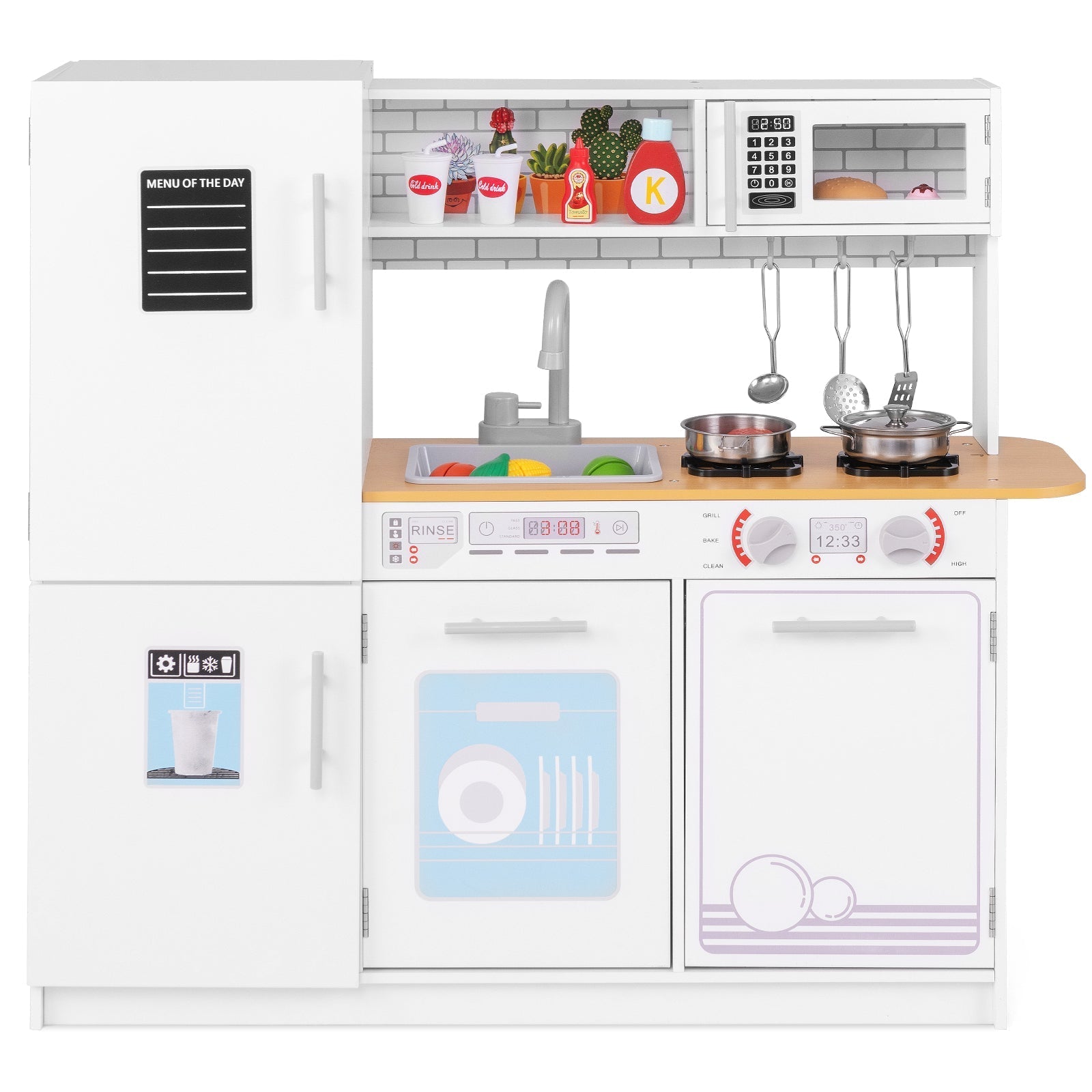 Toddler Pretend Play Kitchen Toy with Stove for 3+ Boys and Girls-White