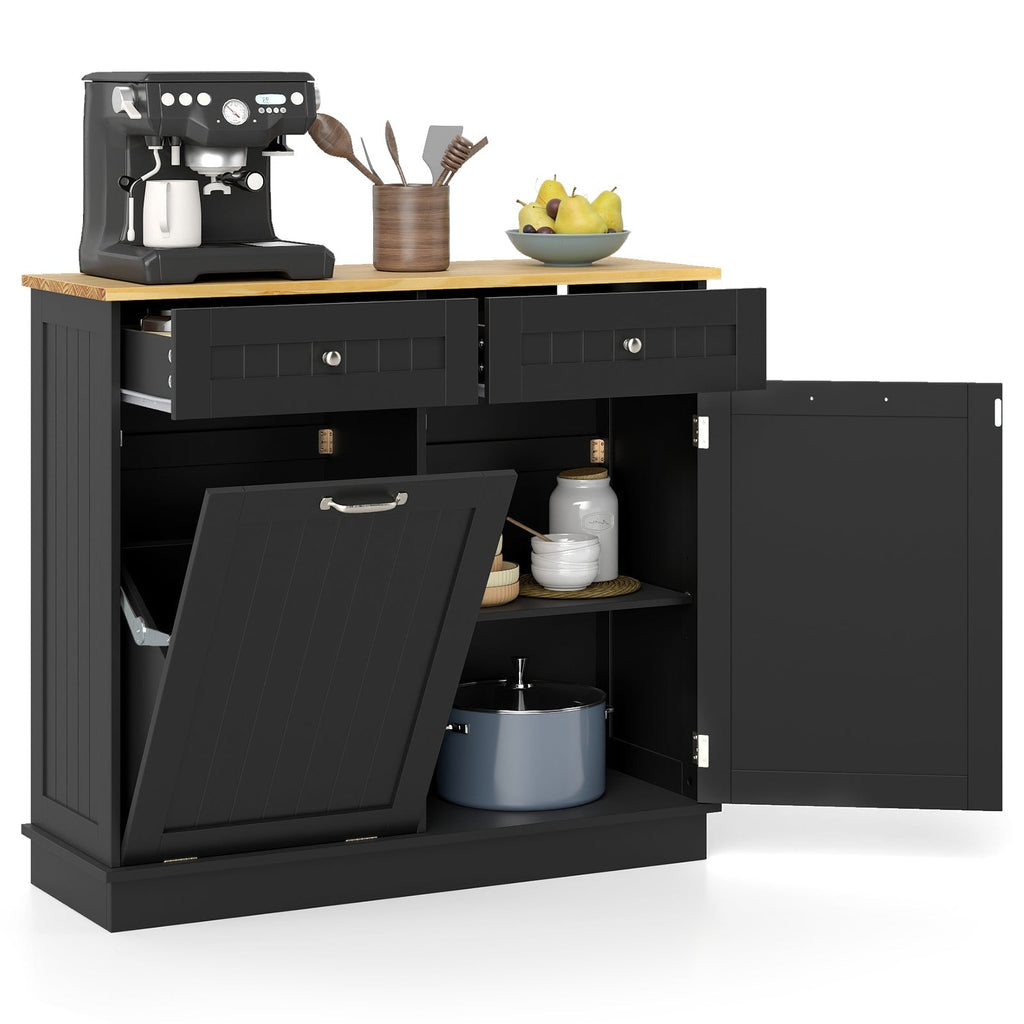 Kitchen Tilt Out Trash Cabinet with 2 Drawers and Adjustable Shelf