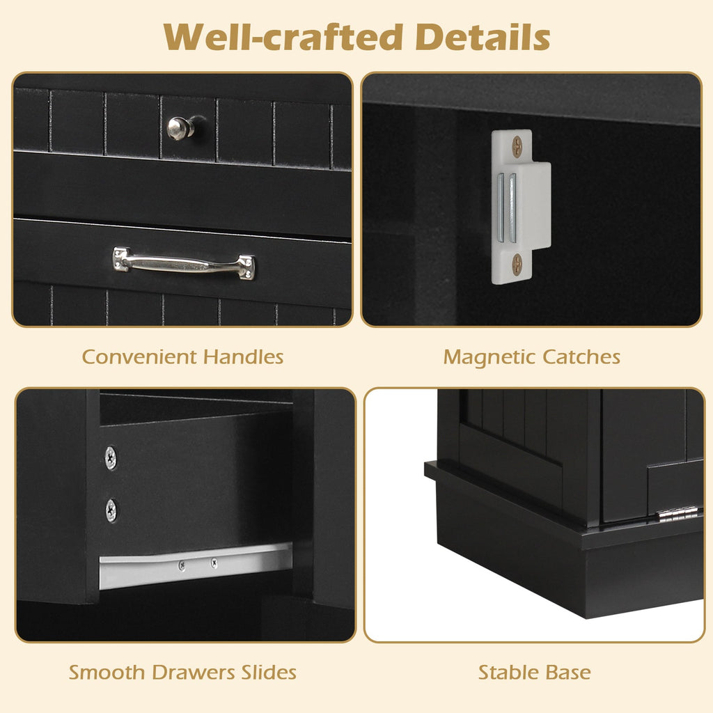 Kitchen Tilt Out Trash Cabinet with 2 Drawers and Adjustable Shelf