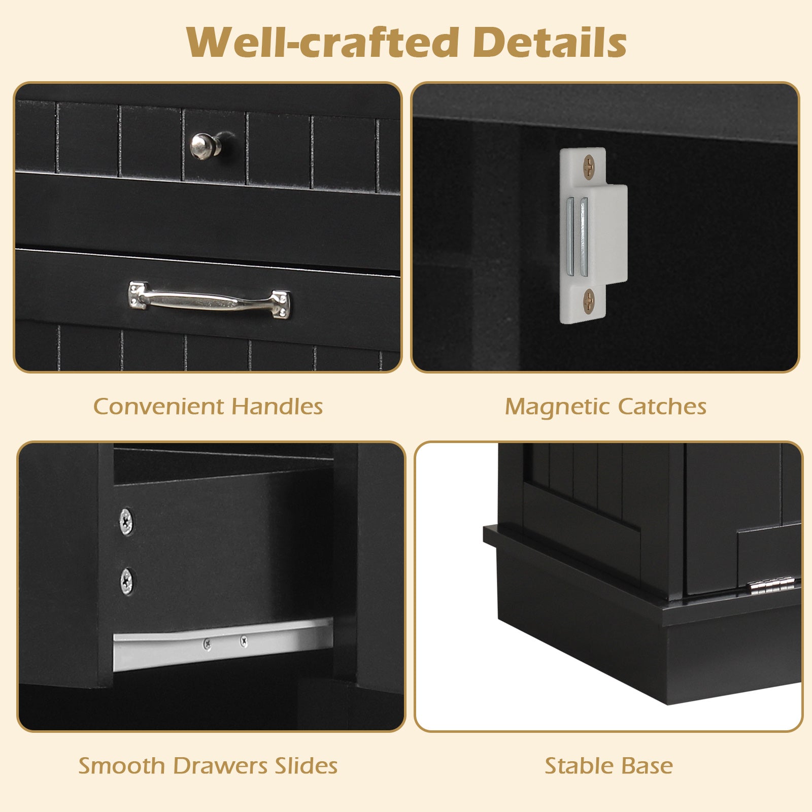 Kitchen Tilt Out Trash Cabinet with 2 Drawers and Adjustable Shelf