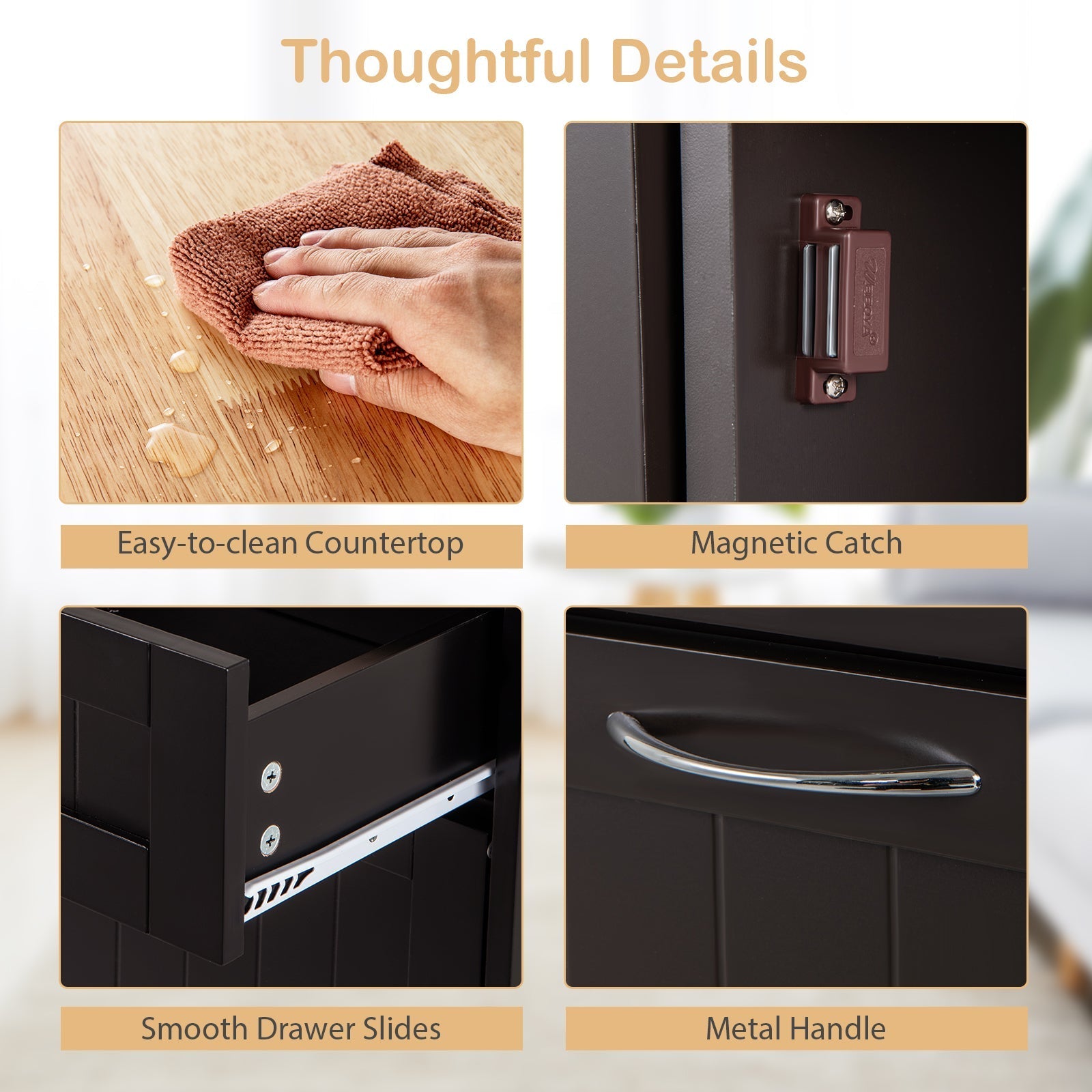 Kitchen Tilt Out Trash Cabinet with 2 Drawers and Adjustable Shelf