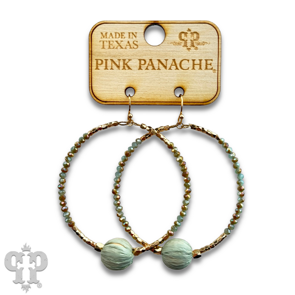 Seed bead circle earring with raffia bead - last call