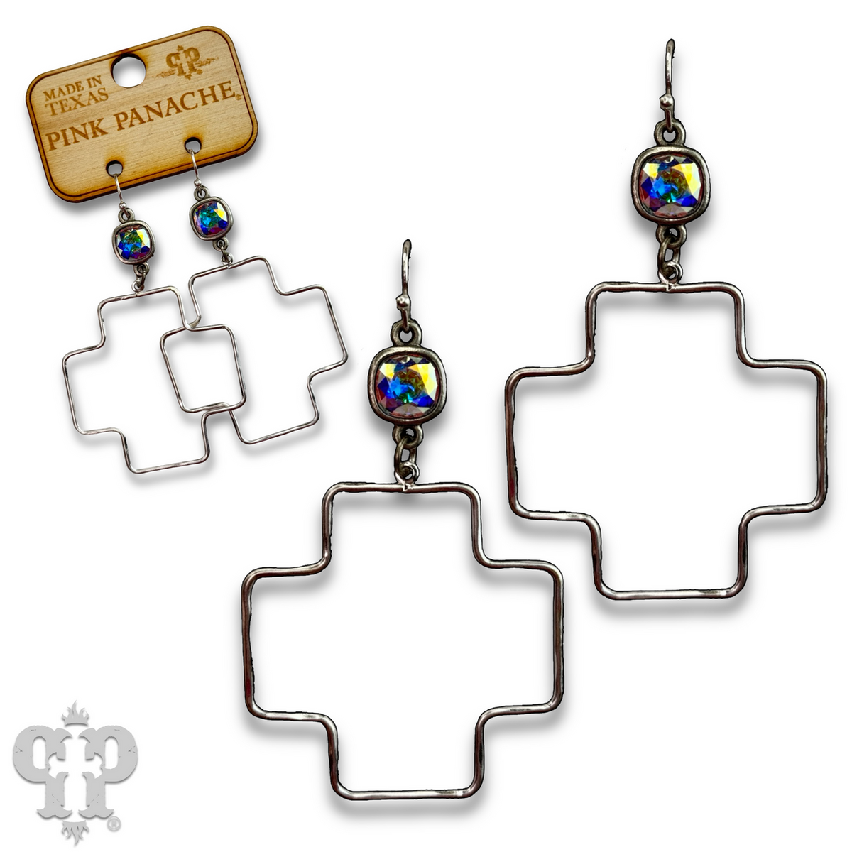 Square cross earring with crystals from Swarovski® - LC