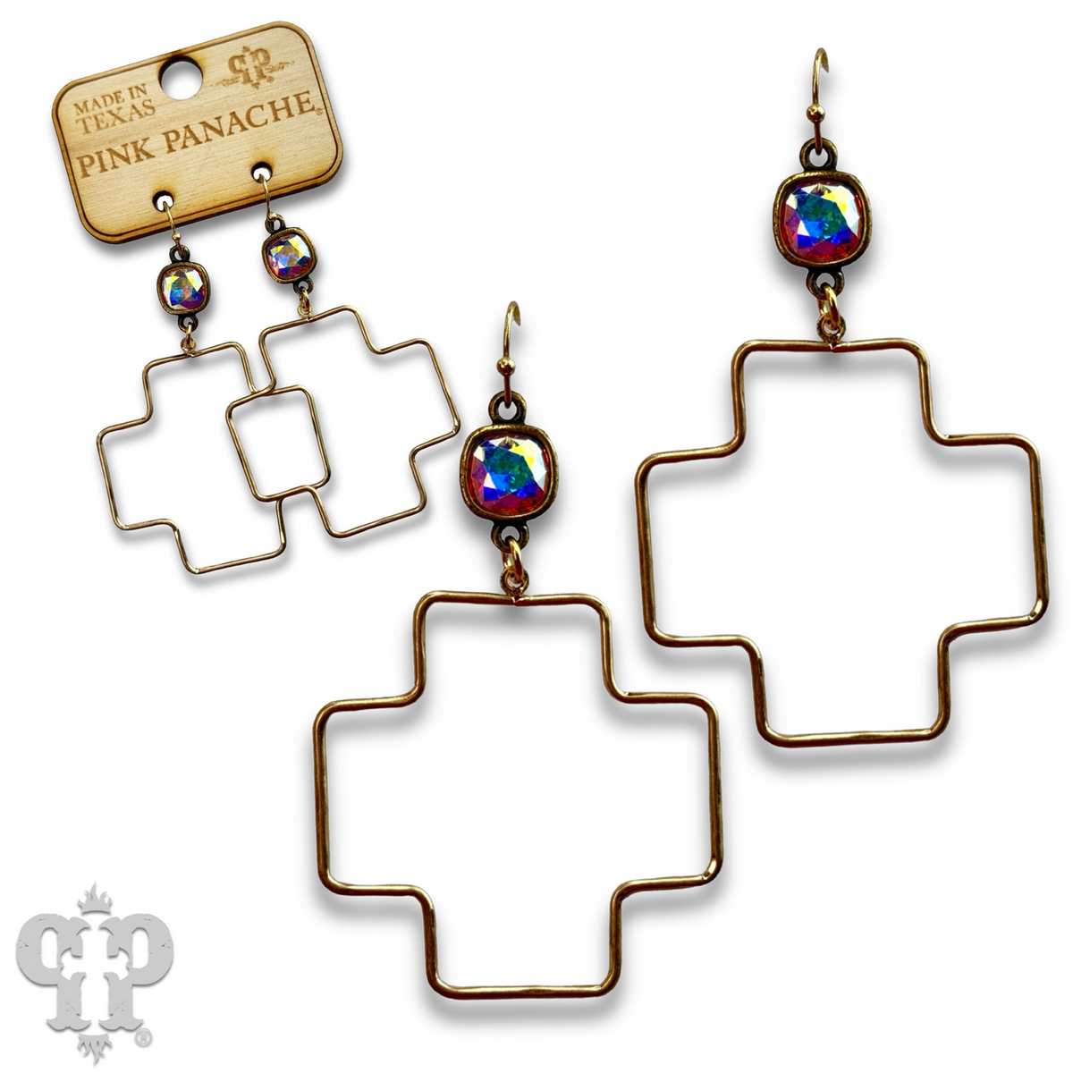 Square cross earring with crystals from Swarovski® - LC