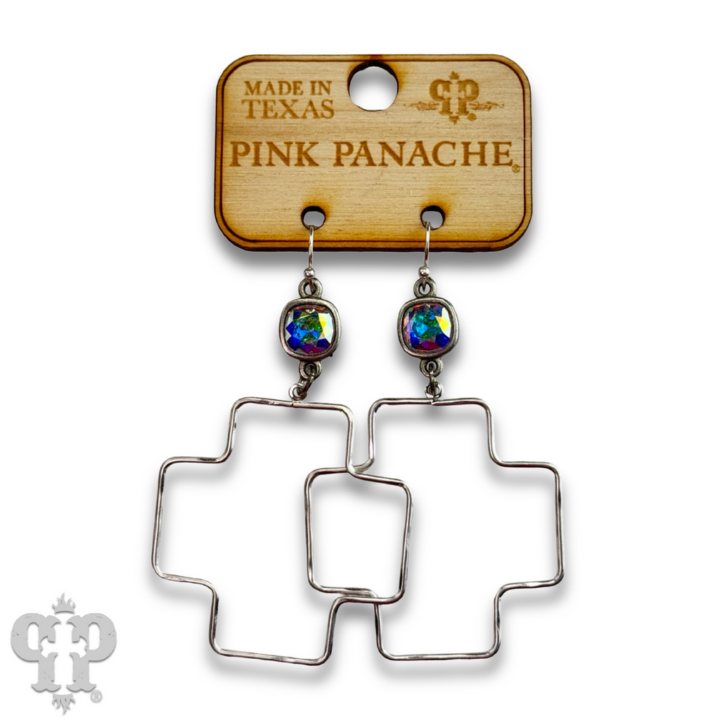 Square cross earring with crystals from Swarovski® - LC