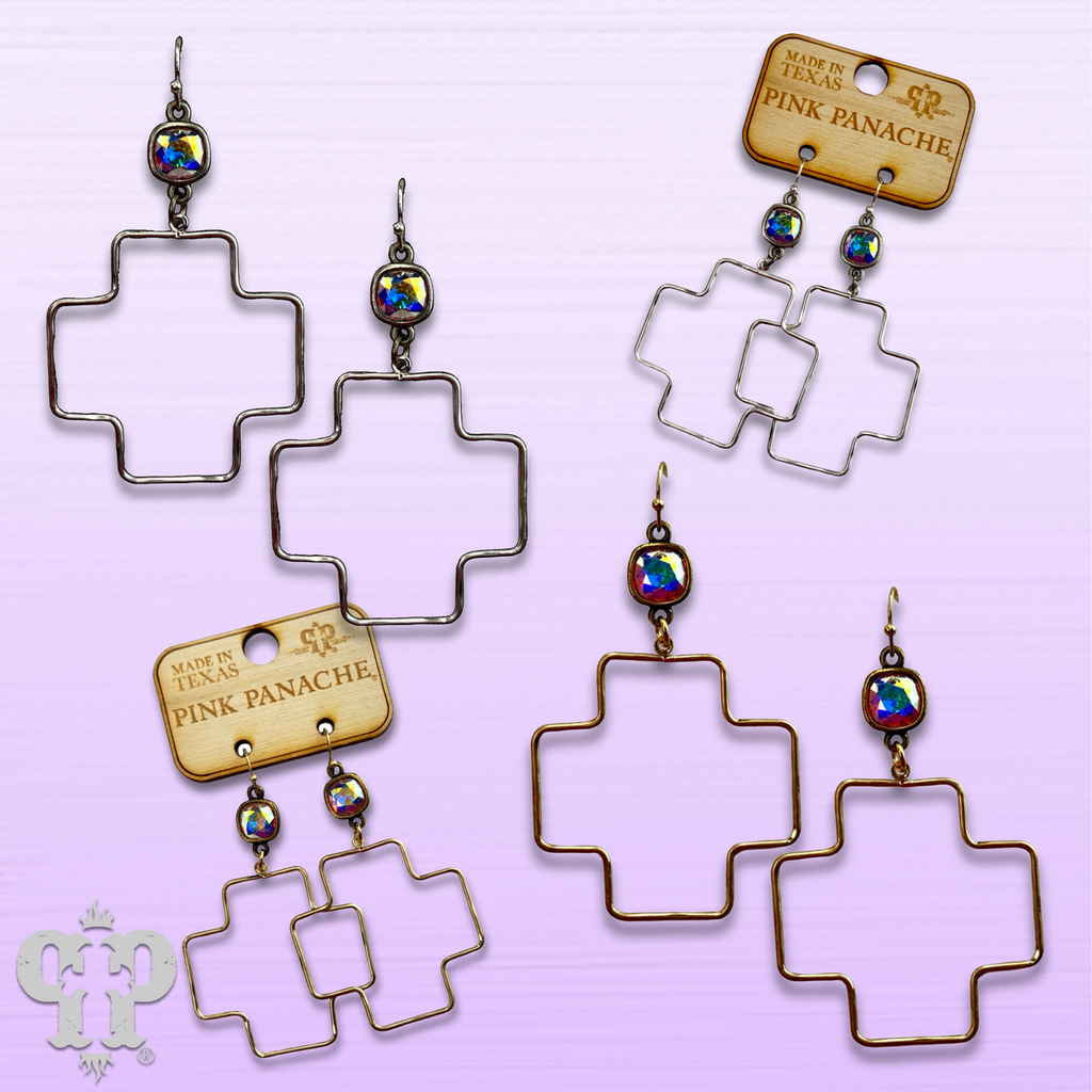 Square cross earring with crystals from Swarovski® - LC
