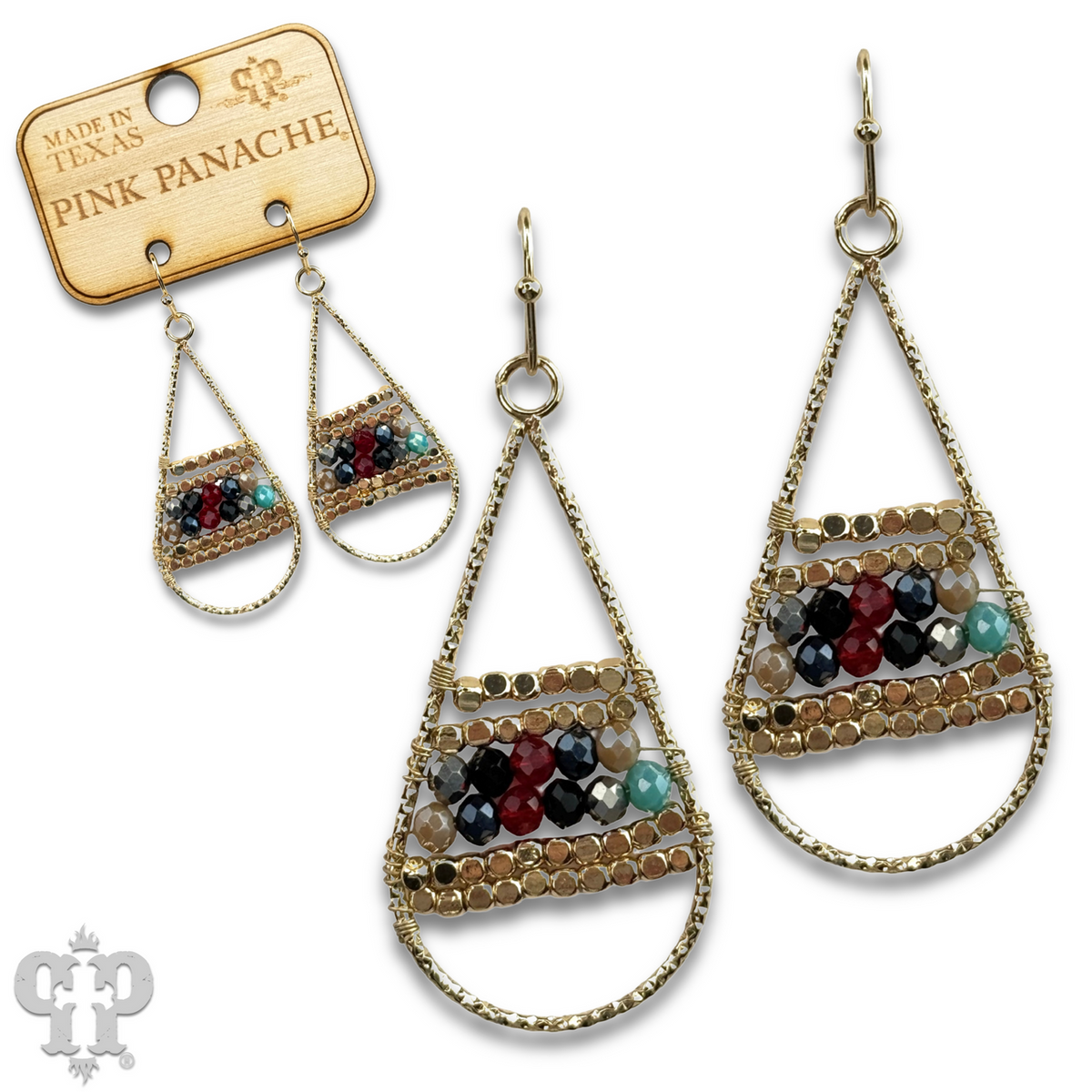 Wire wrapped beads teardrop earring, last call