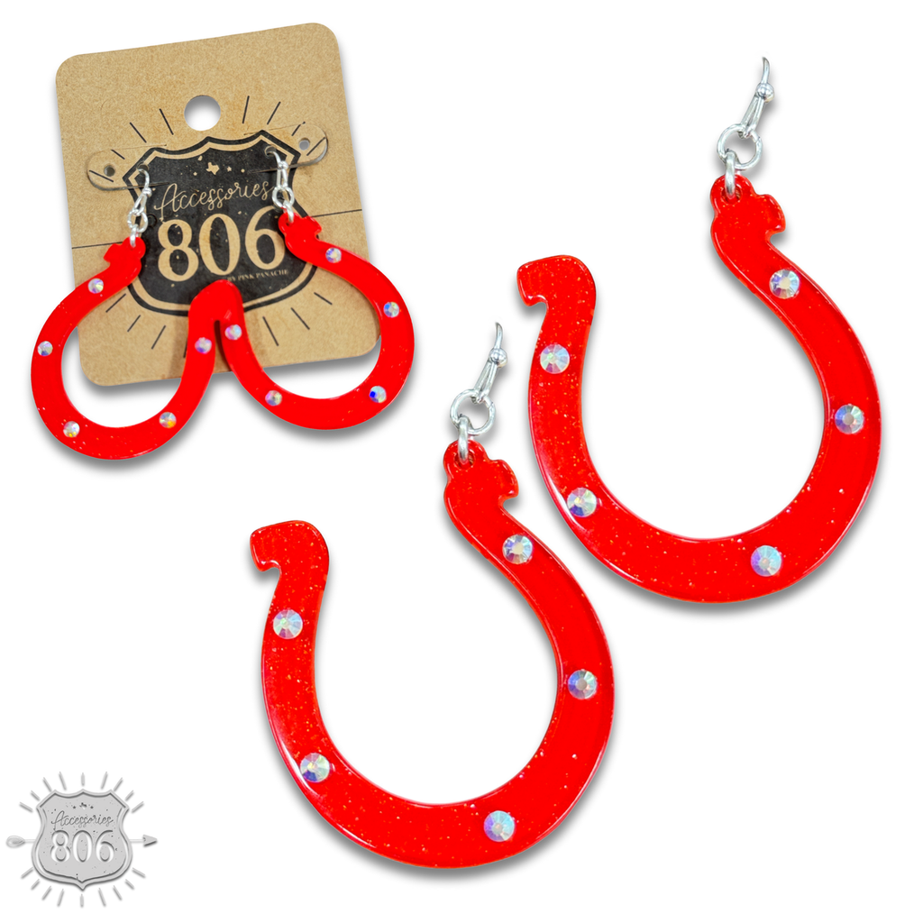 Red horseshoe earring, last call