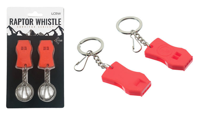 2-Piece Plastic Raptor Whistle with Key Chain & Zipper Ring