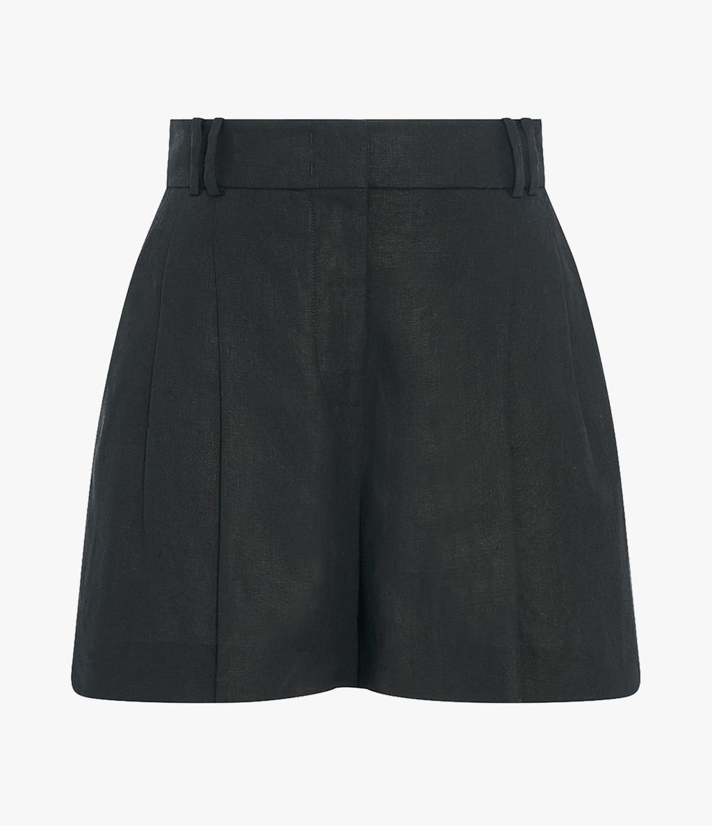 Linen Pleated Short | Black